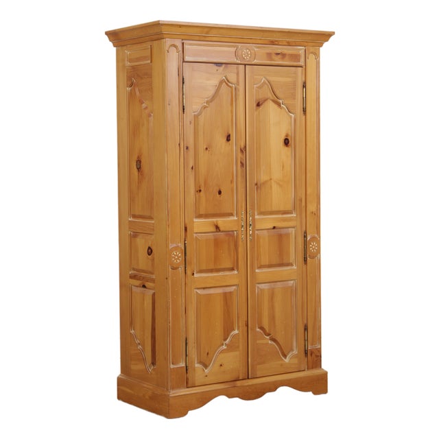 Chippendale Distressed Washed Pine Bar Cabinet For Sale