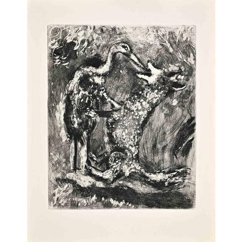 Marc Chagall, Le Loup et la Cigogne (The Wolf and the Stork), 1952, Etching For Sale