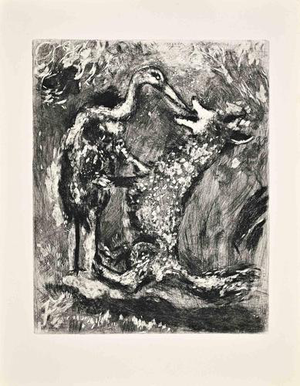 Marc Chagall, Le Loup et la Cigogne (The Wolf and the Stork), 1952, Etching