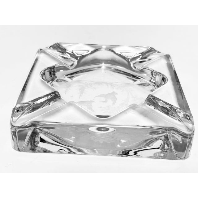 Queen Lace Cut Crystal Ashtray Trinket Dish With Etched Wild Geese, Circa 1970s For Sale In Palm Springs - Image 6 of 15