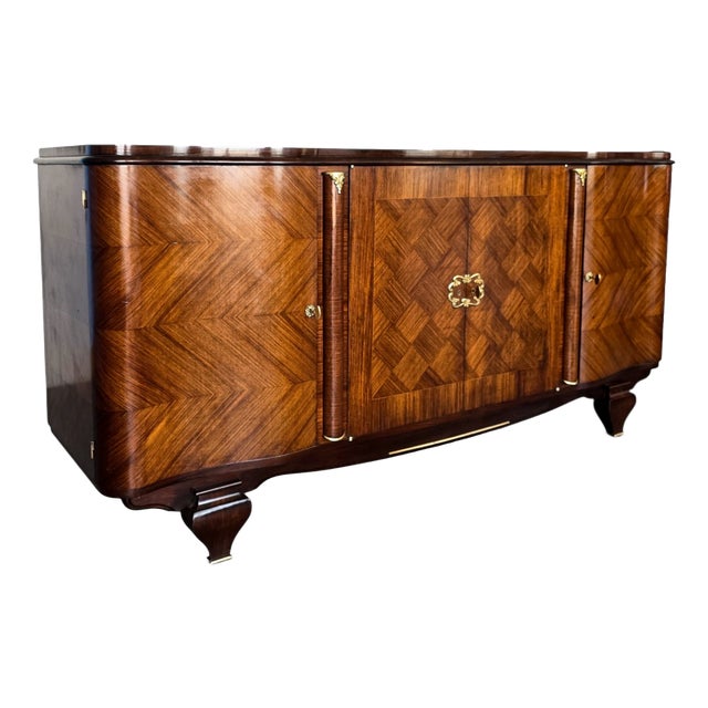 French Art Deco Sideboard in the Style of Jules Leleu, 1940s attributed to Jules Leleu For Sale
