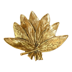 1950 Hand Cast Brass Sage Leaves Dish by Virginia Metalcrafters