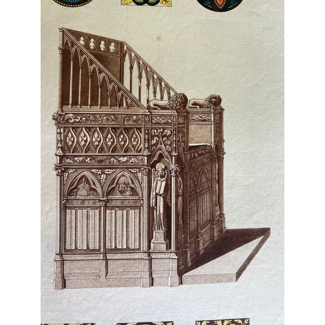 Illustration Mid 19th Century Etching Reproduction of a XV Century Church Bench by Nicolas Xavier Willemin For Sale - Image 3 of 5