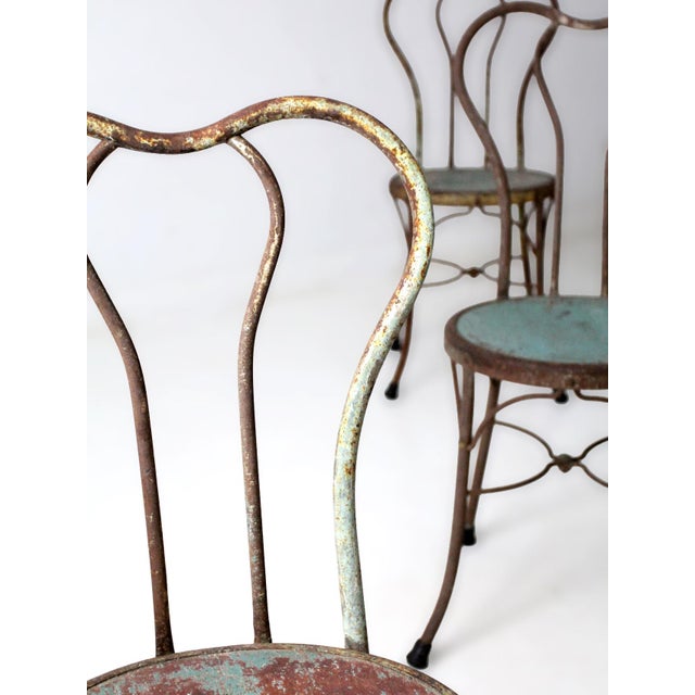 Early 20th Century Art Nouveau Iron Bistro Chairs, Set of 3 For Sale - Image 16 of 18