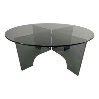 Round Coffee Table in Transparent Dark Glass, Italy, 1960s For Sale