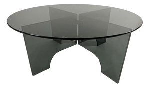 Round Coffee Table in Transparent Dark Glass, Italy, 1960s