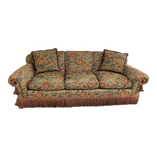 Brunschwig & Fils Custom Floral Sofa With Buillon Fringe For Sale