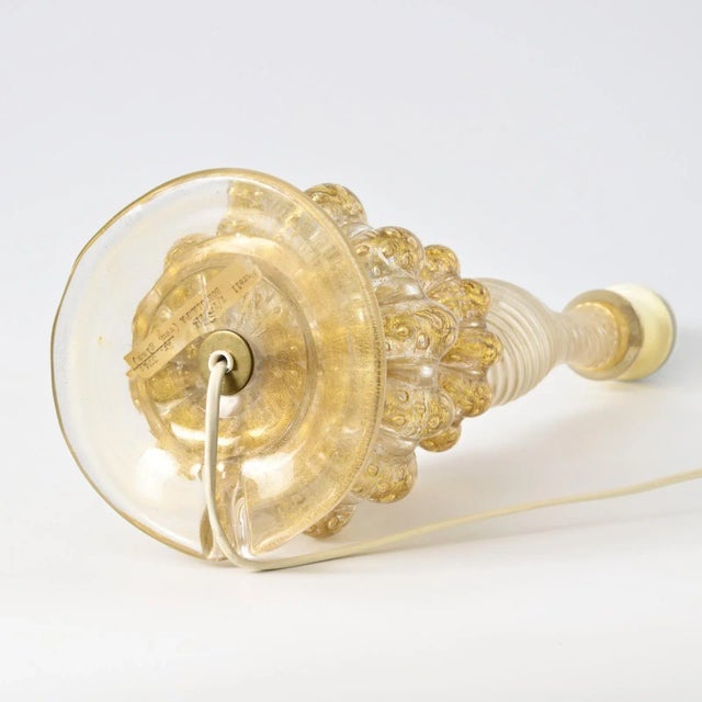 Gold Flakes Bullicante Glass Table Lamp from Barovier & Toso, 1960s For Sale - Image 4 of 11