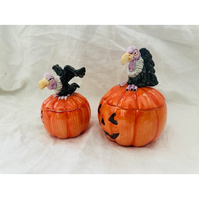 Fitz and Floyd Fitz & Floyd Buzzard/Pumpkin Candy Dish/Box For Sale - Image 4 of 7