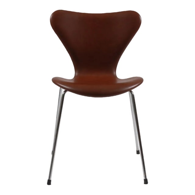 3107 Chair in Mocha Leather by Arne Jacobsen for Fritz Hansen For Sale