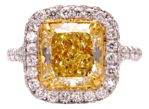 Certified Fancy Yellow Radiant Diamond Engagement Ring