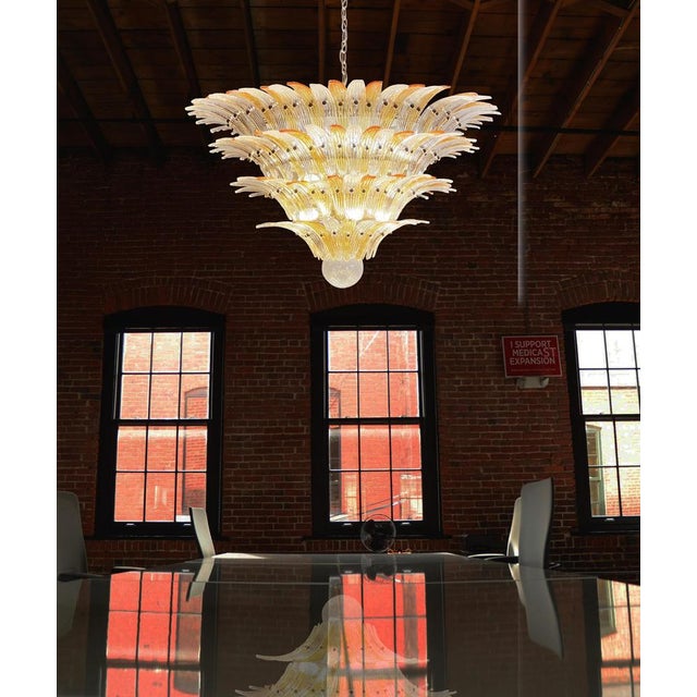 Palmette Ceiling Light with 163 Amber and Trasparent Glasses, 1980s For Sale - Image 14 of 18