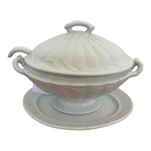 English Ironstone Soup Tureen and Ladle, 19th Century