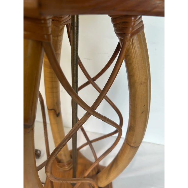 1970s 70s Rattan Lamp With Twist Detail For Sale - Image 5 of 6