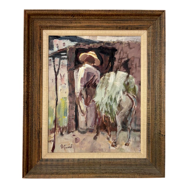 Early 20th Century "Little Donkey" Oil Painting by Renowned Texas Artist, Emily Rutland (1890-1983) For Sale