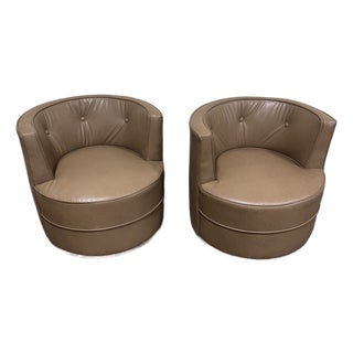 Castro Convertibles Mid Century Swivels Thibaut Vegan Leather - A Pair For Sale
