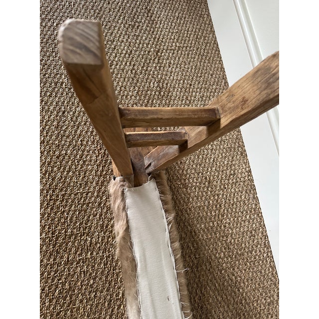 Brown Antique Asian Shandong Elm Bench With Hide Upholstery For Sale - Image 8 of 12