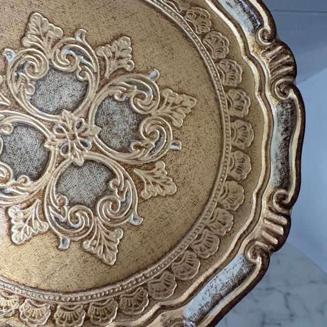 Wood Vintage Italian Florentine Gilt Wood Charger Plate by Sezzatini For Sale - Image 7 of 9
