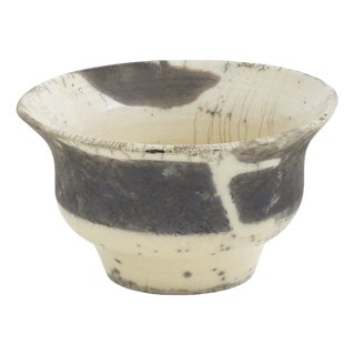 Japanese Modern Black White Crackle Raku Ceramic Patto Vase by Laab Milano For Sale