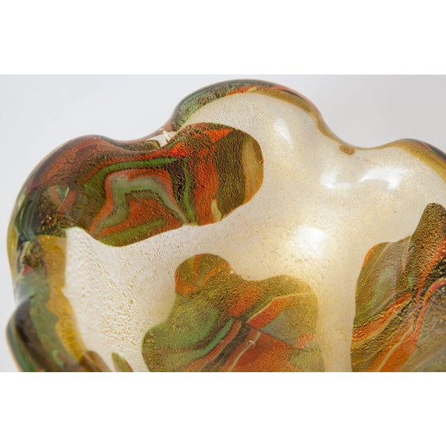 Vintage Murano Glass Patchwork Bowl by Avem Gold Aventurine, Orange, Red Green 50's For Sale - Image 9 of 13