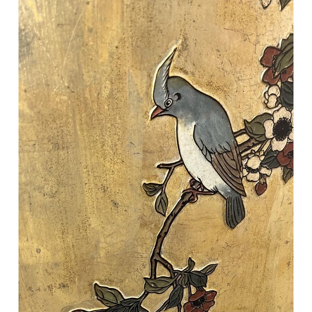 Chinoiserie Vintage Mid-Century Chinese Black and Gold Lacquer Cabinet With Mother of Pearl Inlays For Sale - Image 3 of 18