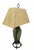 Traditional 1990s Tropical Banana Leaf Iron Base Regency Raffia Shade Table Lamp For Sale - Image 3 of 9