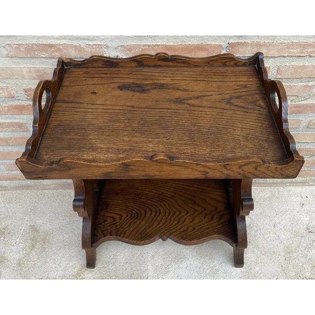 Wood Early 20th Century French Hand-Carved Oak Trolley Bar, 1920s For Sale - Image 7 of 8