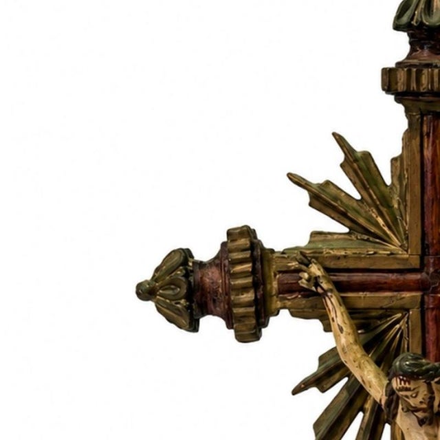 Sacred Art - Crucifix - 19th Century. Portuguese sculpture from the 19th century; in polychrome and gilded wood. Height:...