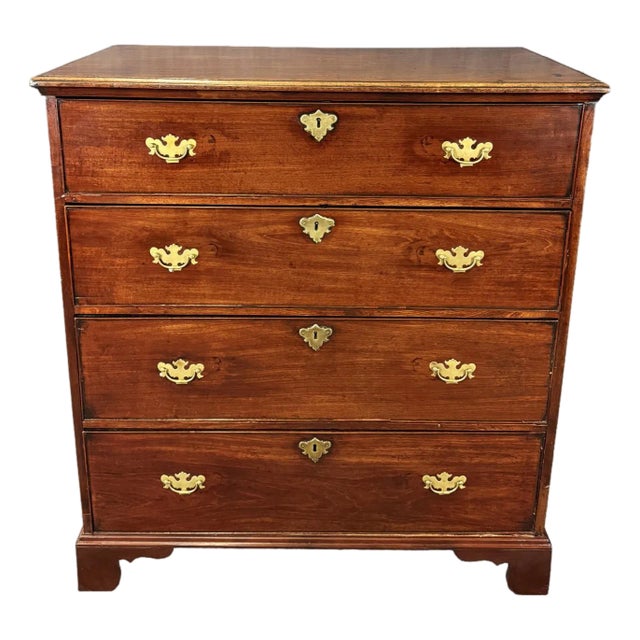 18th Century Solid Mahogany 4-Drawer Chest For Sale