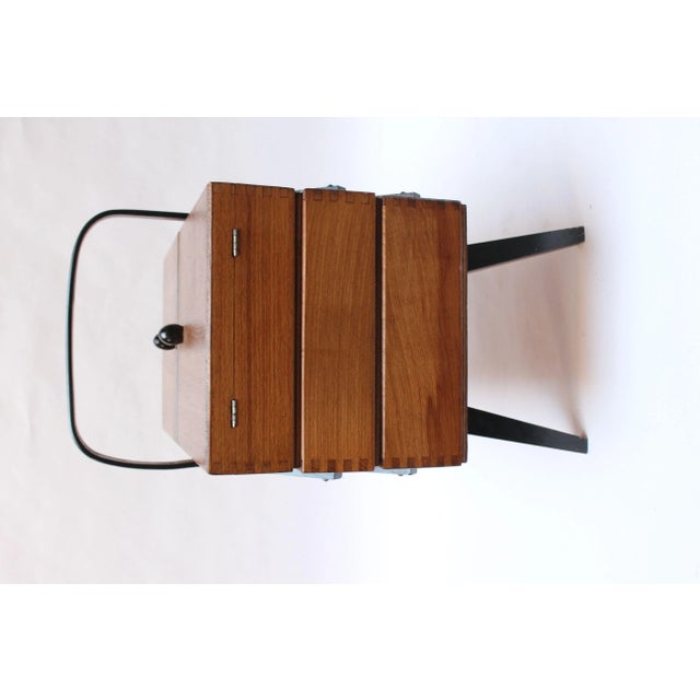 Mid-Century American Modern Stained Oak Extendable Sewing Stand For Sale - Image 4 of 13
