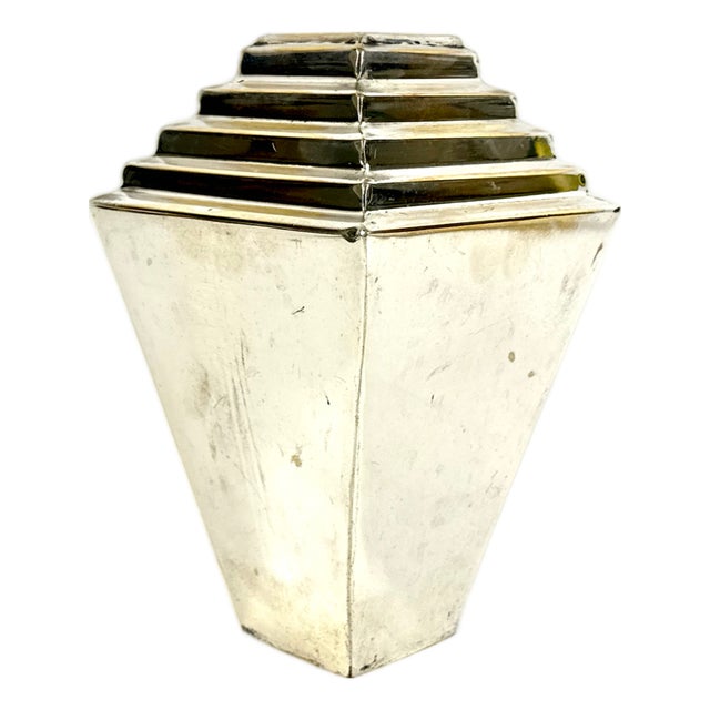 Art Deco Silver-Plated Vase, 1950s For Sale