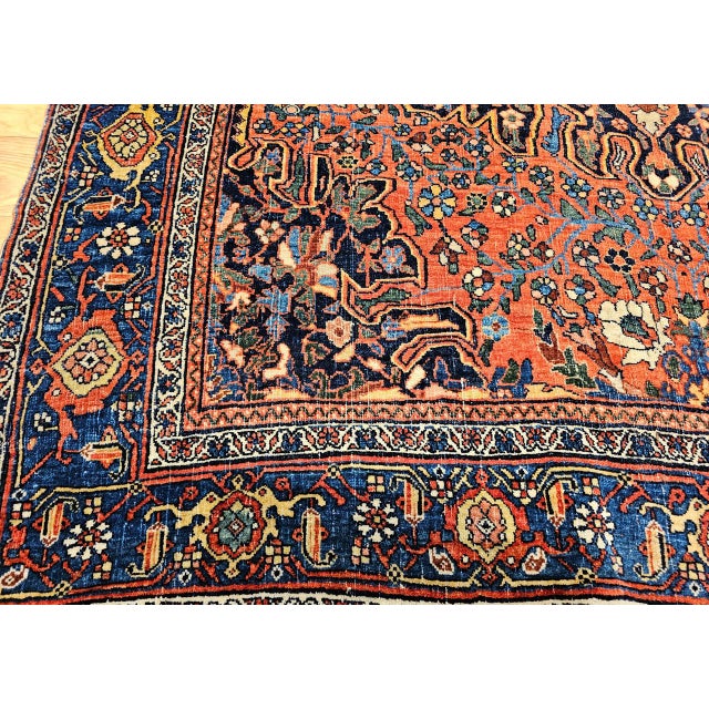 Persian Early 20th Century Persian Bidjar Rug, Hand-Knotted Wool, Medallion Geometric Pattern, Red & Blue, 5x7 For Sale - Image 3 of 18