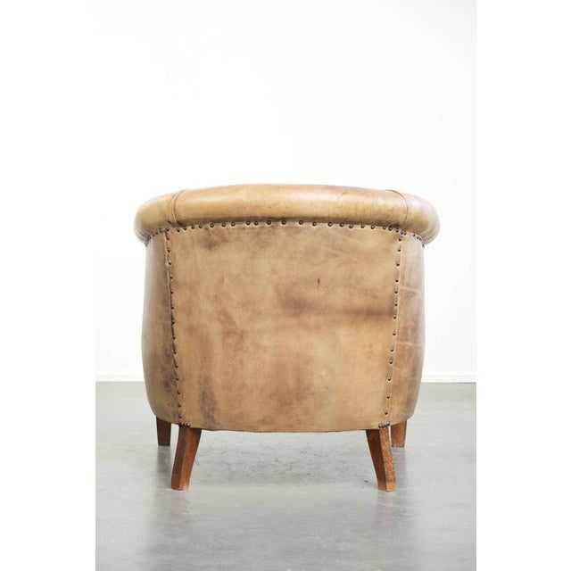 Vintage English-Style Cowhide Leather Club Armchair For Sale - Image 4 of 15