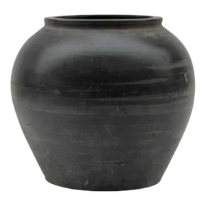 Early 20th Century Vintage Black Ceramic Pottery Vase