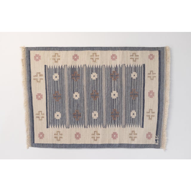 Beige Mid-Century Swedish Kilim from GK, 1960s For Sale - Image 8 of 8