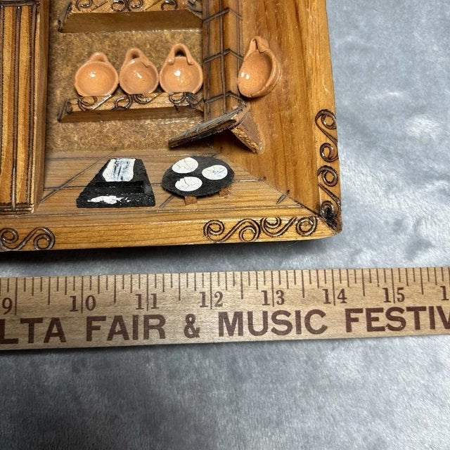 Gold Handcrafted Mexican Folk Art Miniature Kitchen Diorama Wood & Clay Pottery Decor For Sale - Image 8 of 10