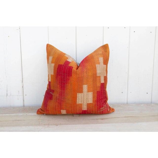 Terracota Gold Silk Phulkari Pillow For Sale - Image 9 of 9