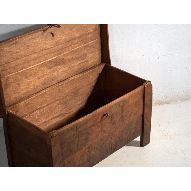 Antique Carved Trunk in Pine Wood, Romania, 1900 For Sale - Image 6 of 11