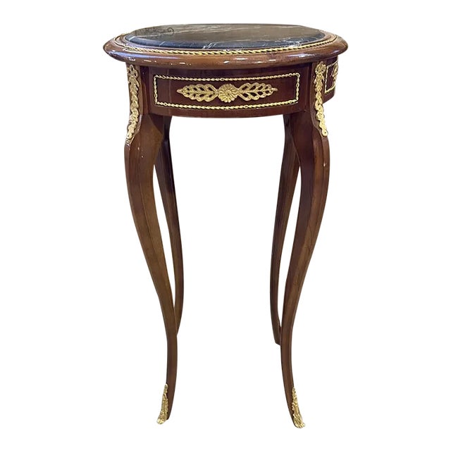 Baroque Style Black Marble Topped Side Table Furniture For Sale