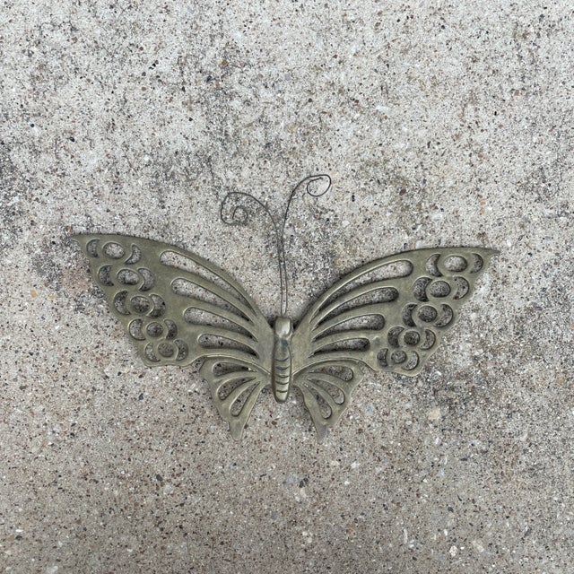 1970s Wall Hanging Brass Butterfly For Sale - Image 5 of 5
