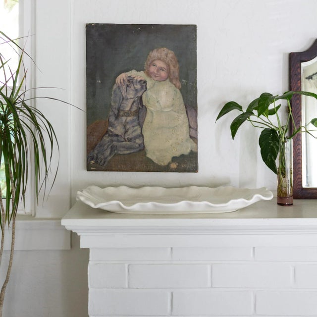 Ceramic Large Ceramic Banana Leaf Serving Platter Lotus White by Metlox For Sale - Image 7 of 15