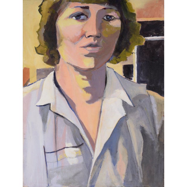 Woman in the Morning Sun - Large Scale Portrait in Oil on Canvas Modern portrait of a woman by American painter, Patricia...