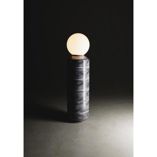 Navazi Medium Floor Lamp in Scorched Coal Ceramic and Frosted Glass by Svitanok For Sale - Image 9 of 10