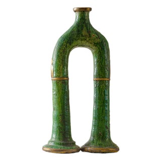 Tamegroute Green Glazed Ceramic Sculptural Vase | One of a Kind For Sale