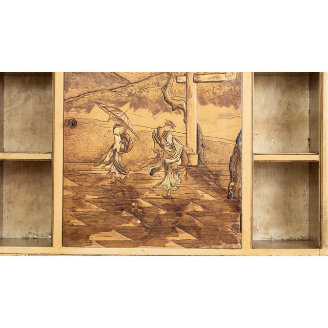 Hand-Painted Bureau Bookcase with Oriental Scenes, Barcelona, 1960s For Sale - Image 9 of 13