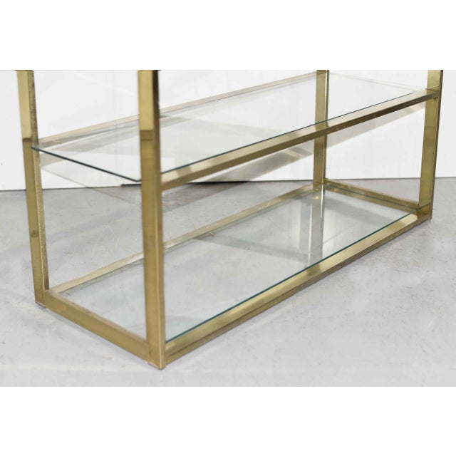 Metal Mid Century Milo Baughman Style Gold Chrome Glass Etagere Shelving Unit For Sale - Image 7 of 11