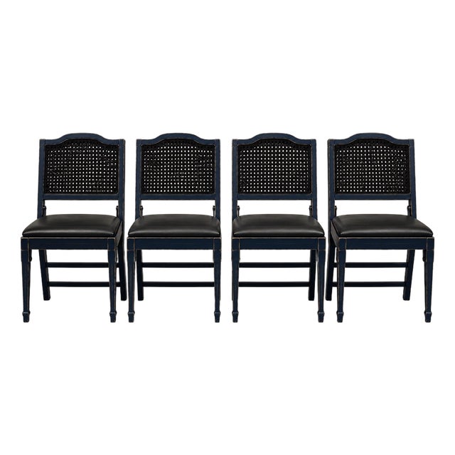 Old Chapel Midnight Edition™ Leg-O-Matic Folding Dining Chairs, Set of 4 – Black Leather Designer Collection 1970s For Sale
