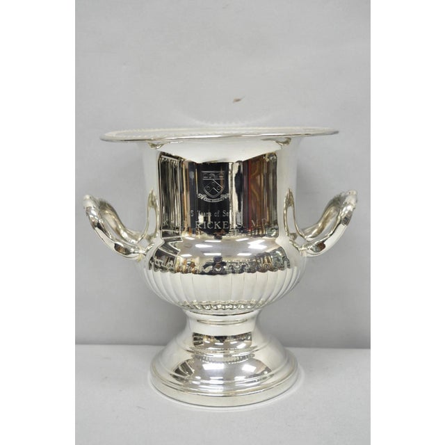 Vintage Silver Plated Trophy Cup Urn Champagne Chiller Ice Bucket Engraved For Sale - Image 17 of 17