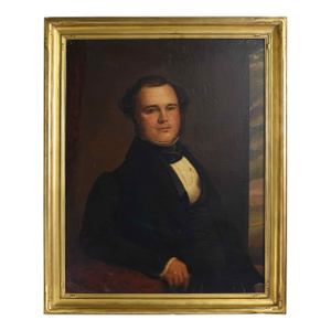 19th Century Portrait of a Gentleman in a Suit Original Oil on Canvas Framed 33" X 41"