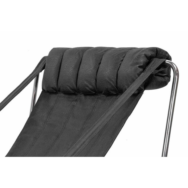 Chromed Leather Chaise Longue by Corsini & Wiskemann for Cinova, 1970s For Sale - Image 4 of 5